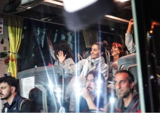 Aktivis Global Sumud Flotilla yang dievakuasi ke Turki. (dok:Anadolu)