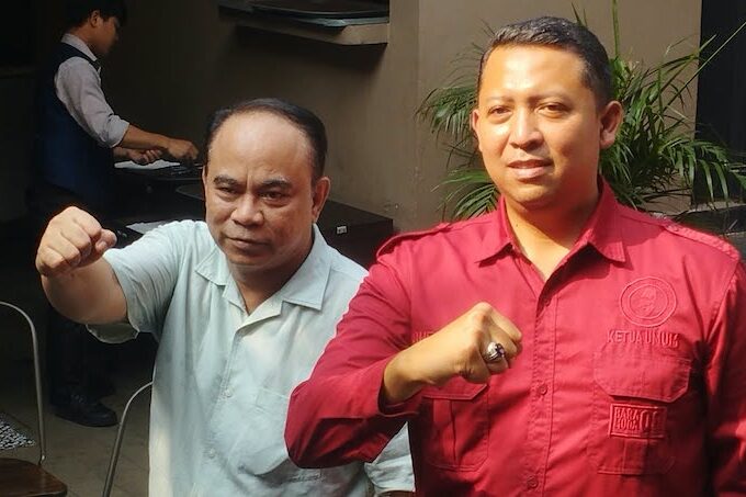 Ketua Umum Projo, Budi Arie (kiri) dan Ketua Umum Baramuda08, Rhesa Yoga.(dok:Ist)