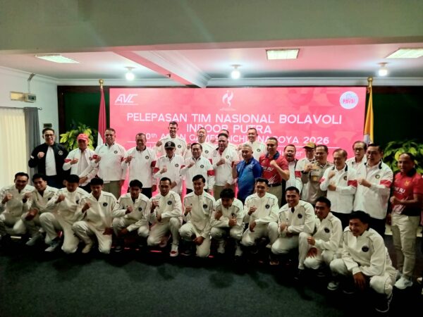Acara Pelepasan Timnas Bola Voli Putra ke Asian Games 2026 di Padepokan Voli Sentul, Bogor. (Adi/bisnistoday)