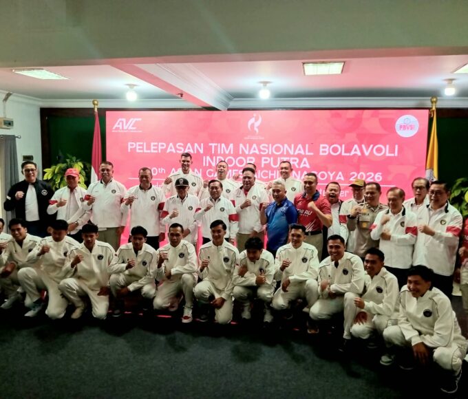 Acara Pelepasan Timnas Bola Voli Putra ke Asian Games 2026 di Padepokan Voli Sentul, Bogor. (Adi/bisnistoday)