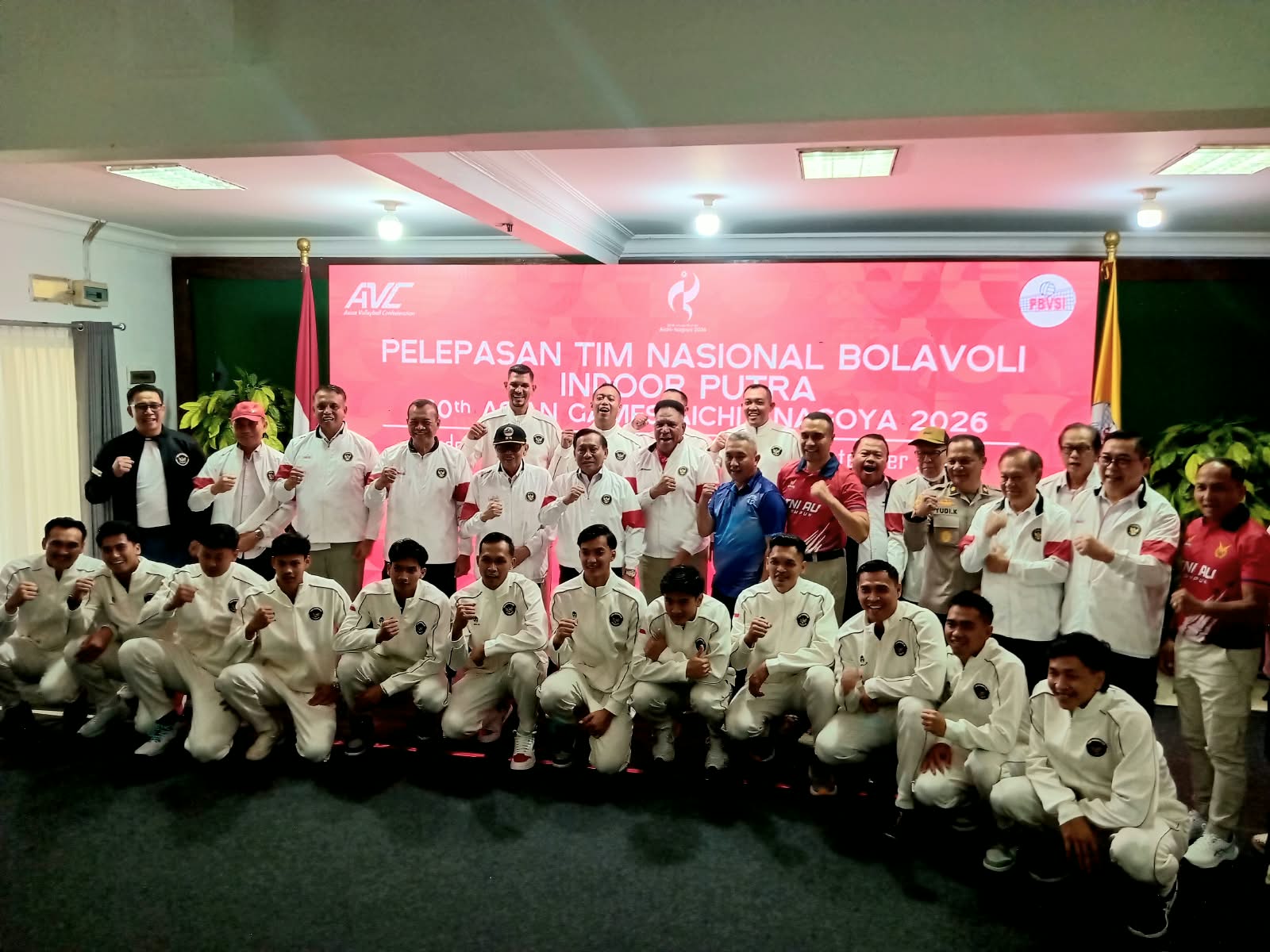 Acara Pelepasan Timnas Bola Voli Putra ke Asian Games 2026 di Padepokan Voli Sentul, Bogor. (Adi/bisnistoday)
